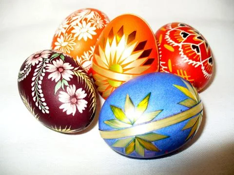 Five eggs for Easter Day Stock Photos