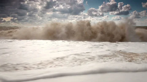 Five elements: water. Slow motion of big ocean wave Stock Footage 33994171