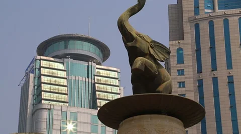 Five Elephant Statue - Nanning, China Stock Footage 43345762