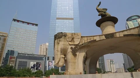 Five Elephant Statue - Nanning, China Stock-Footage 43345839