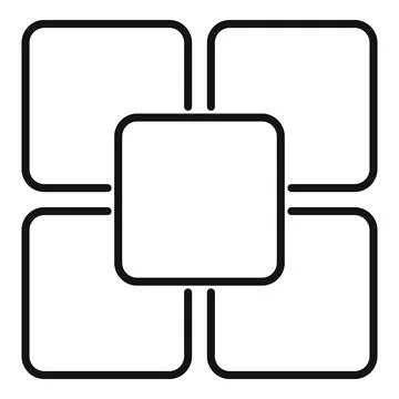 Five empty squares forming a cross shape connected with rounded corners Stock Illustration