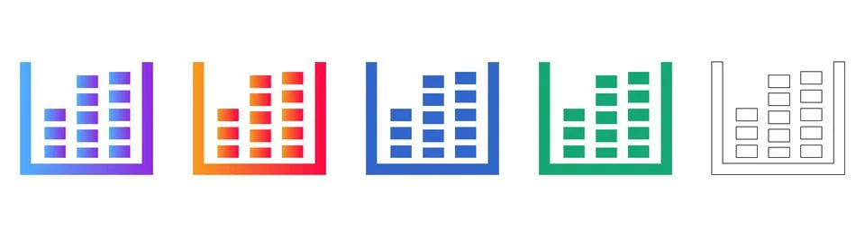 Five Equalizer Sound Level Bar Icons Stock-Illustration