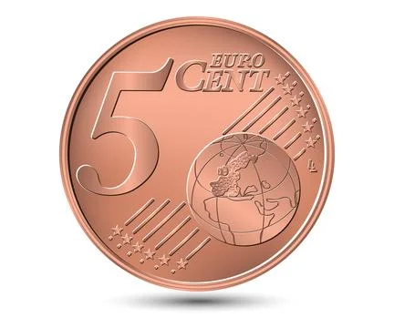 Five euro cent coin. Reverse coin. Vector illustration. Stock Illustration