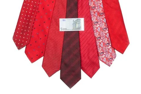 Five euro on red tie Stock Photos