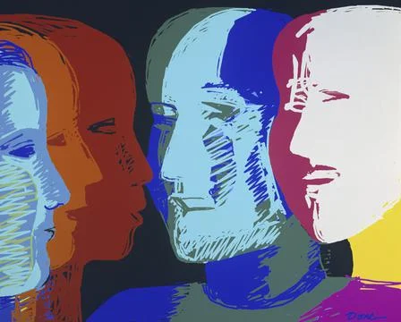 Five Faces 1994 Diana Ong (b.1940 Chinese-American) Computer graphics Illustrazione stock