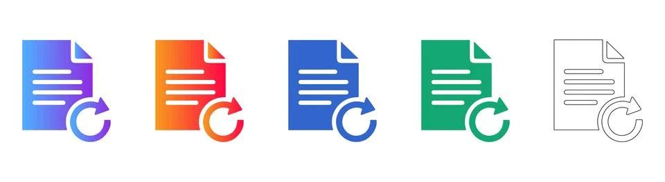 Five File Refresh and Update Icons Stock Illustration