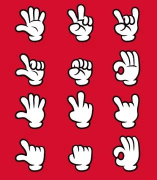 Five Finger White Glove Cartoon Hand Illustrazione stock