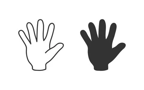 Five fingers gesture thin line icon. Open palm symbol. Sign hand vector flat. Stock Illustration