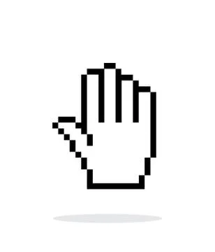 Five fingers. Pixel hand cursor icon on white background. Illustrazione stock