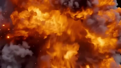 Five Fire VFX Effects Pack with Rolling Flames, Intense Heat, Glowing Ember Video stock 345089958