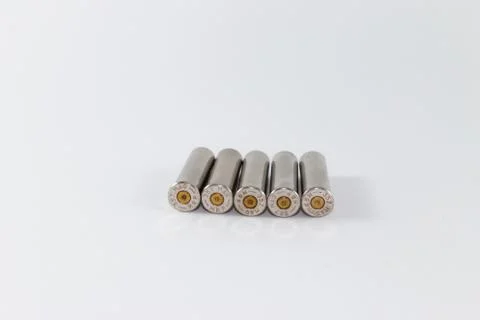 Five fired cartridge cases 스톡 사진