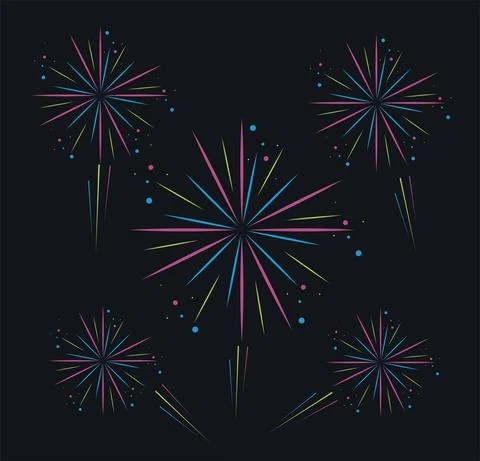 Five fireworks explosion icons Illustrazione stock