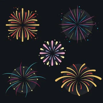 Five fireworks explosion icons 스톡 일러스트