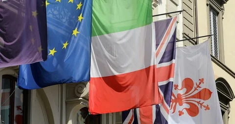 Five Flags Waving In The Wind Stock Footage 115971520