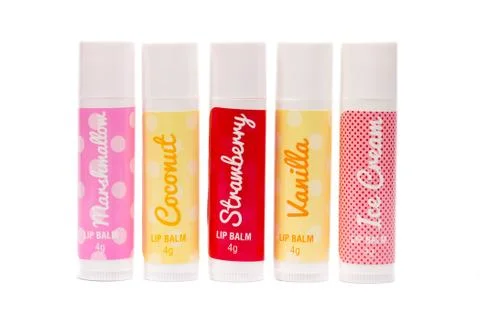 Five flavoured lip balms 写真素材
