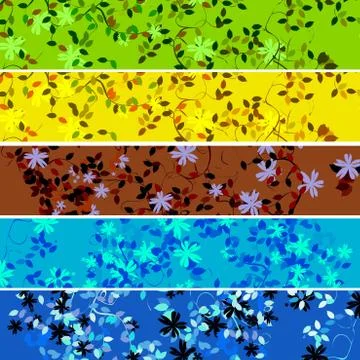 Five floral banners 2 Illustrazione stock