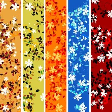 Five floral banners Stock Illustration