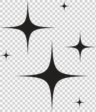 Five four-pointed sparkle icons are floating in flat vector illustration, on Stock Illustration