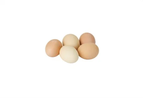 Five fresh brown eggs Stock Photos