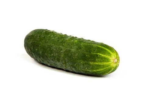 Five Fresh Cucumbers isolated on white Foto stock