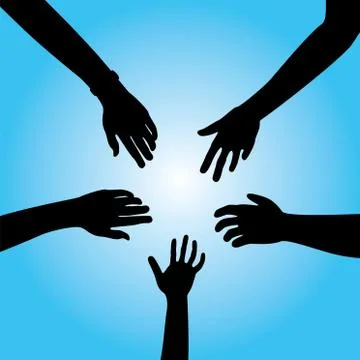 Five friendly hands Stock Illustration