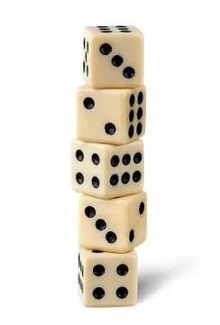 Five gaming dice Stock Photos