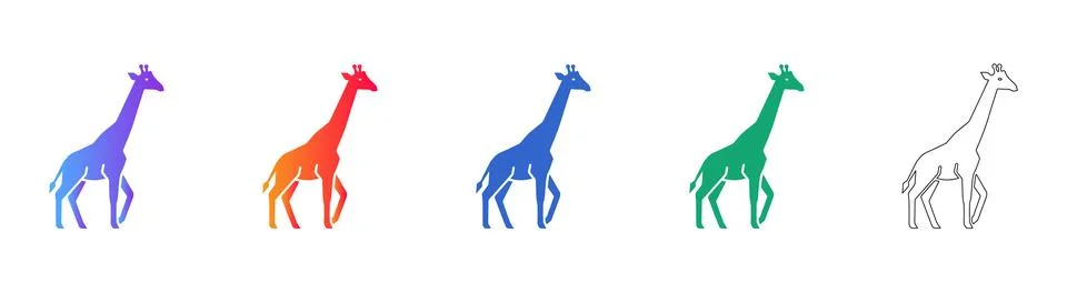 Five Giraffe Icon Variations for Design Stock-Illustration