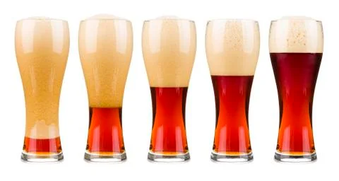 Five glasses of red beer Stock Photos