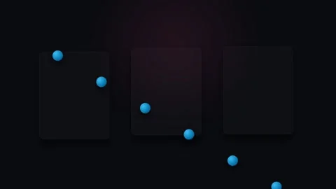 Five glowing blue spheres arranged in a downward step pattern on dark backg.. 스톡 동영상 338310228