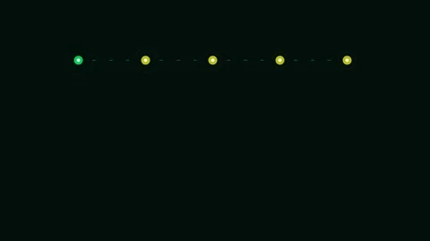 Five glowing circular indicators arranged horizontally against a dark backg.. Stock Footage 338311281