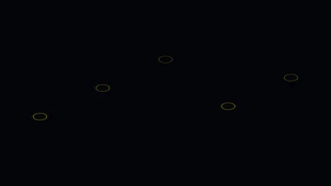 Five glowing circular light fixtures arranged in a row against a dark backg.. Video stock 338309866