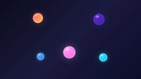 Five glowing colorful spheres floating against a deep dark navy background Stock-Footage 335117244