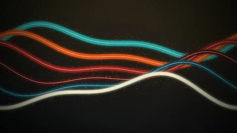 Five glowing ribbons wave gently in a seamless loop Stock Footage 341274734