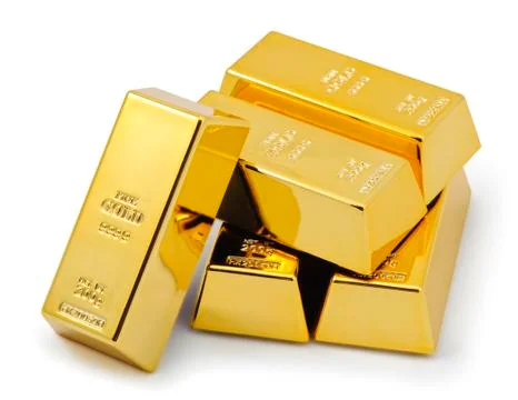 Five gold bars Stock Photos