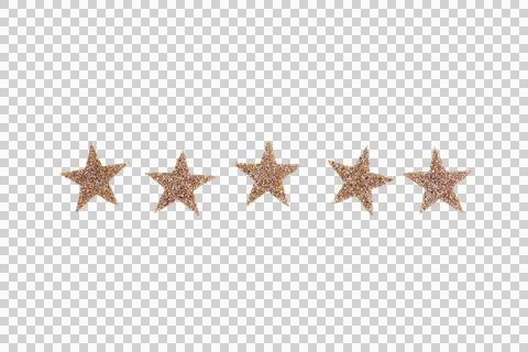 Five gold stars row isolated png on transparent background cutout object, Christ 스톡 일러스트