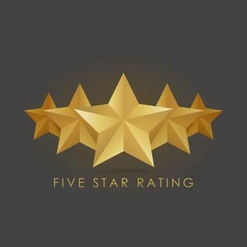 Five golden rating star vector illustration in gray black background Stockillustratie
