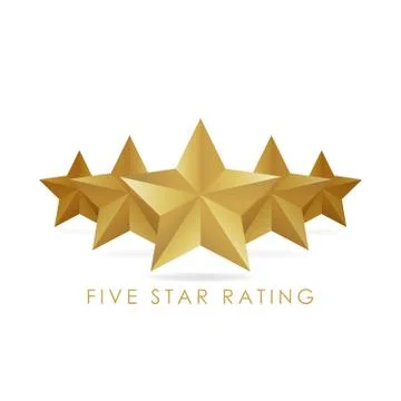 Five golden rating star vector illustration in white background Stock Illustration