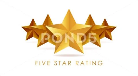 Five golden rating star vector illustration in white background ...