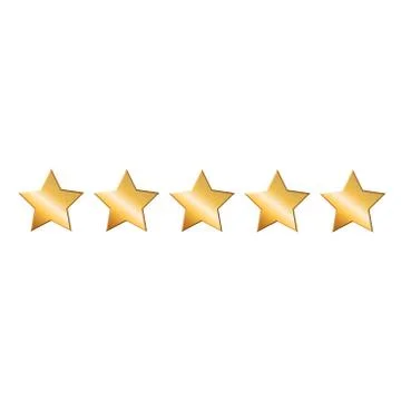 Five golden rating star vector illustration in white background. Stock Illustration