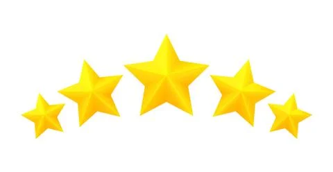 Five golden rating star vector illustration in white background. Stock Illustration