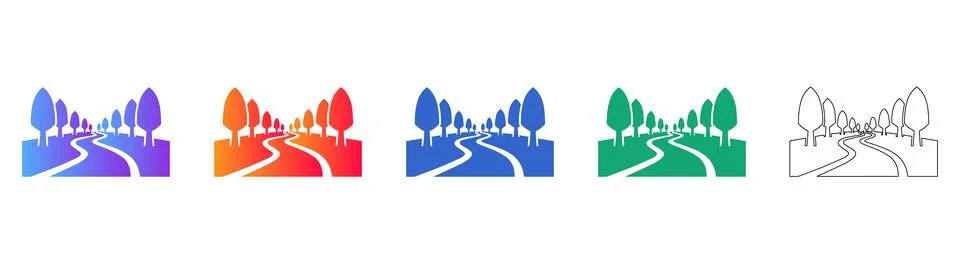Five Gradient Landscape Icons Ilustração Stock