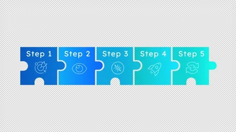 Five gradient stage sequential workflow empty infographic template animation Stock Footage 342247050