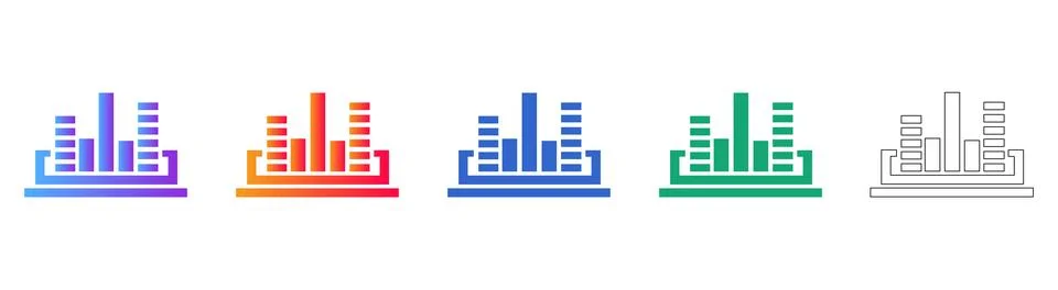 Five Graphic Equalizer Icons for Data Analysis Stock Illustration