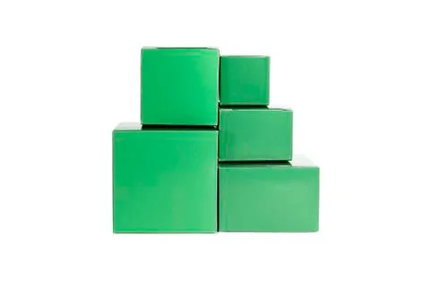 Five green boxes Stock Photos