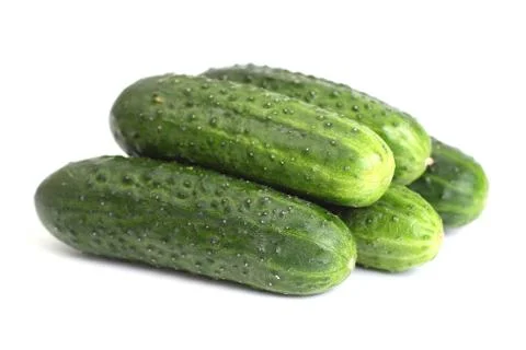 Five green cucumbers Stock Photos