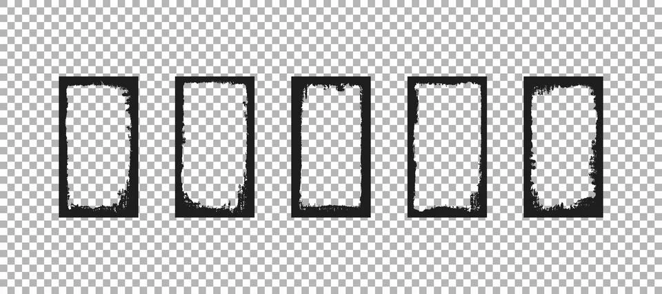 Five grunge distressed rectangle frame elements template with empty space. Bo 스톡 일러스트