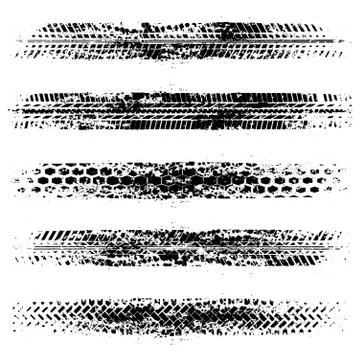 Five grunge tire tracks Stock Illustration