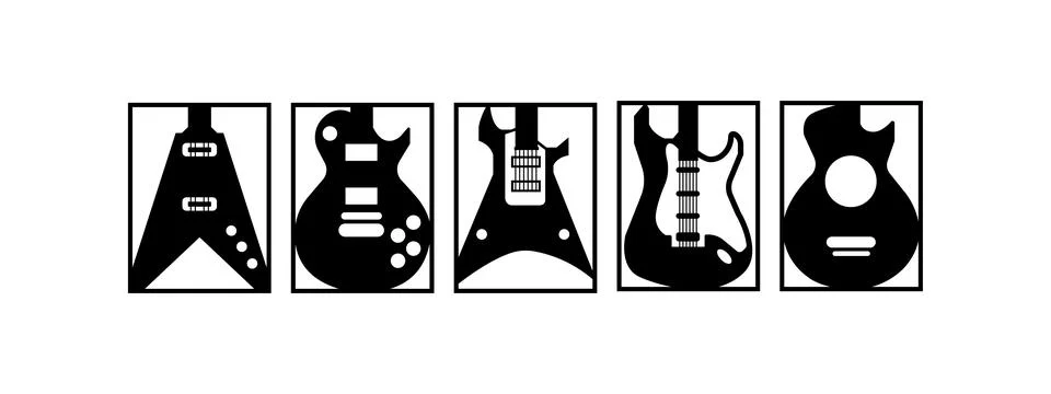 Five Guitar Panel Design vector Stock Illustration