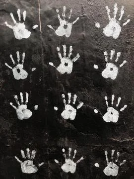 Five Hand at Wall Stock Photos