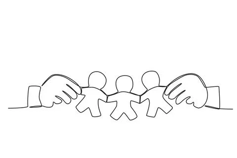 Five hands raised upwards Stock Illustration